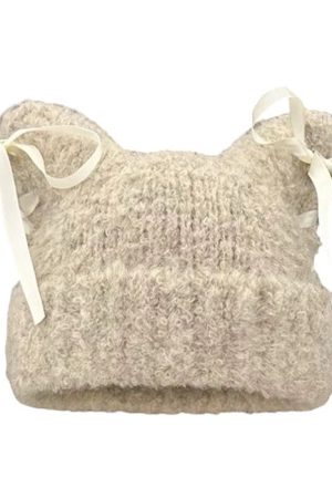 Cute Everyday Outfits, Outfit Inspo Casual Cat Ear Beanie with Bows