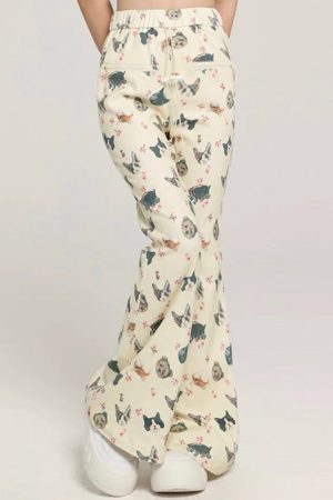 Cute Everyday Outfits, Outfit Inspo Casual Cat Print Graphic Pants