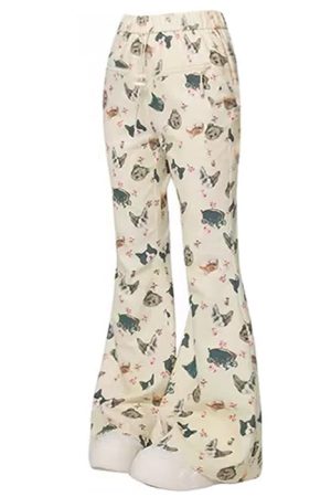 Cute Everyday Outfits, Outfit Inspo Casual Cat Print Graphic Pants