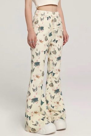 Cute Everyday Outfits, Outfit Inspo Casual Cat Print Graphic Pants