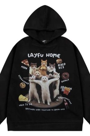 Cute Everyday Outfits, Outfit Inspo Casual Cat Squad Oversized Hoodie