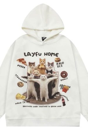 Cute Everyday Outfits, Outfit Inspo Casual Cat Squad Oversized Hoodie
