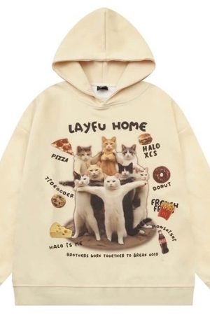 Cute Everyday Outfits, Outfit Inspo Casual Cat Squad Oversized Hoodie