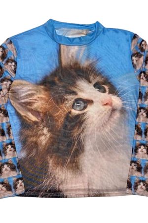 Cute Everyday Outfits, Outfit Inspo Casual Cats Everywhere Graphic Long Sleeve