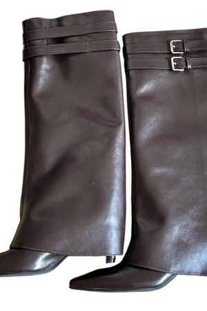 Cute Everyday Outfits, Outfit Inspo Casual Catwalk Double Buckle Knee-High Boots
