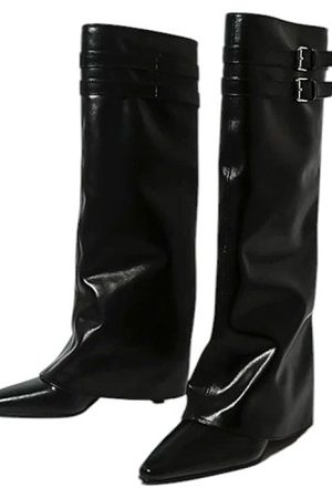 Cute Everyday Outfits, Outfit Inspo Casual Catwalk Double Buckle Knee-High Boots