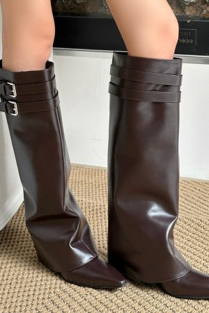 Cute Everyday Outfits, Outfit Inspo Casual Catwalk Double Buckle Knee-High Boots