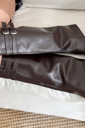 Cute Everyday Outfits, Outfit Inspo Casual Catwalk Double Buckle Knee-High Boots
