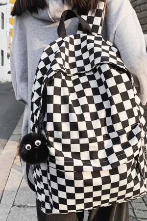 Cute Everyday Outfits, Outfit Inspo Casual Checkered Canvas Backpack