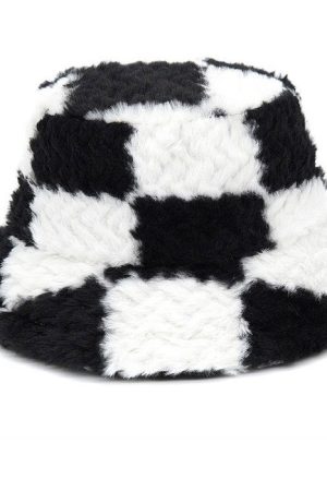 Cute Everyday Outfits, Outfit Inspo Casual Checkered Fuzzy Bucket Hat