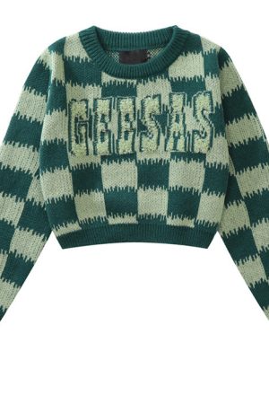 Cute Everyday Outfits, Outfit Inspo Casual Checkered Fuzzy Crop Sweater