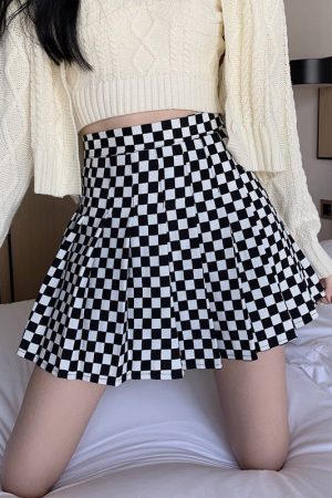Cute Everyday Outfits, Outfit Inspo Casual Checkered Print Pleated Skirt