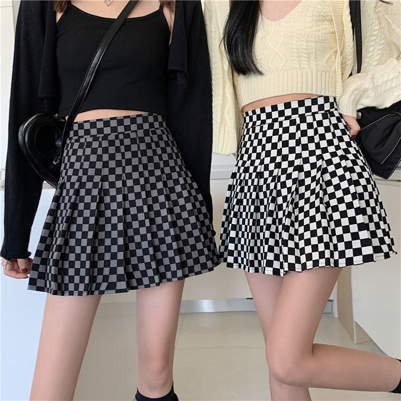 Cute Everyday Outfits, Outfit Inspo Casual Checkered Print Pleated Skirt Cute Everyday Outfits, Outfit Inspo Casual Checkered Print Pleated Skirt