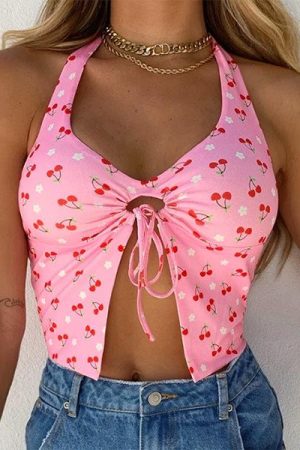 Cute Everyday Outfits, Outfit Inspo Casual Cherry Blossom Halter Top