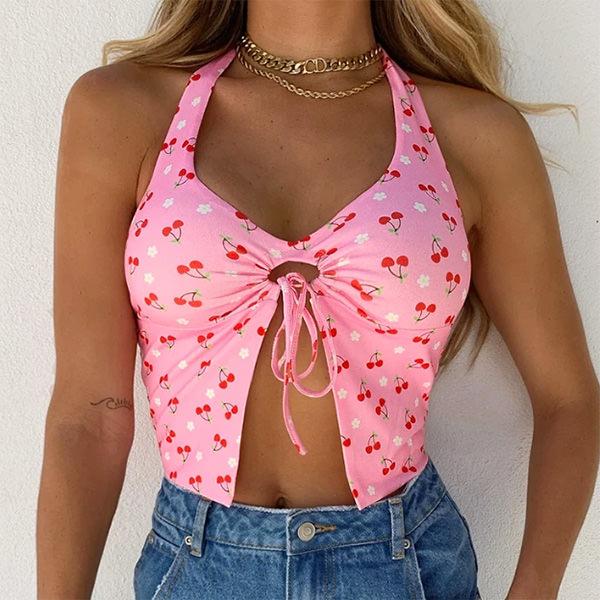 Cute Everyday Outfits, Outfit Inspo Casual Cherry Blossom Halter Top Cute Everyday Outfits, Outfit Inspo Casual Cherry Blossom Halter Top