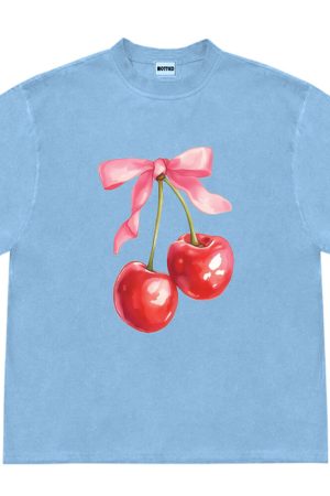 Cute Everyday Outfits, Outfit Inspo Casual Cherry Bow Graphic T-Shirt