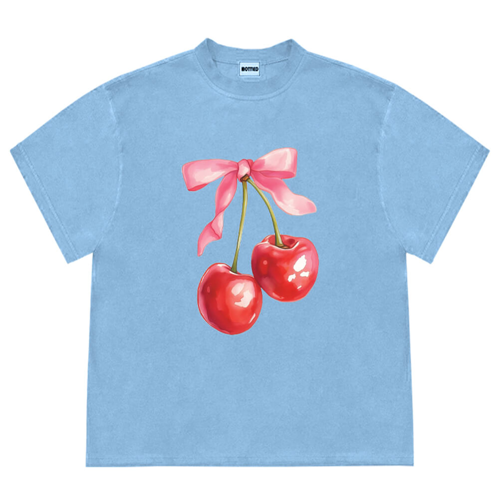 Cute Everyday Outfits, Outfit Inspo Casual Cherry Bow Graphic T-Shirt