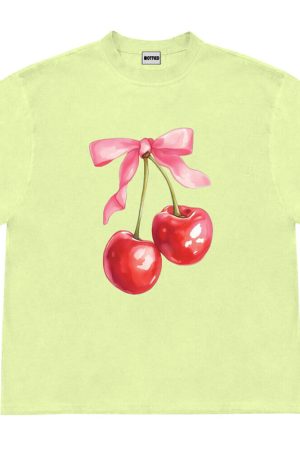 Cute Everyday Outfits, Outfit Inspo Casual Cherry Bow Graphic T-Shirt