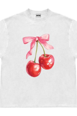 Cute Everyday Outfits, Outfit Inspo Casual Cherry Bow Graphic T-Shirt