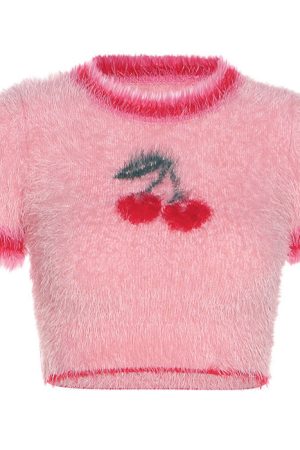 Cute Everyday Outfits, Outfit Inspo Casual Cherry Fuzzy Crop Top