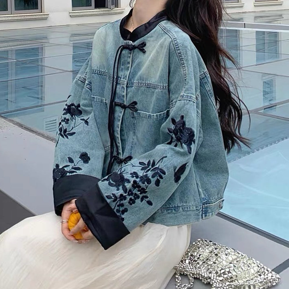 Cute Everyday Outfits, Outfit Inspo Casual Chinese Style Embroidered Denim Jacket Cute Everyday Outfits, Outfit Inspo Casual Chinese Style Embroidered Denim Jacket