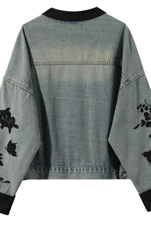 Cute Everyday Outfits, Outfit Inspo Casual Chinese Style Embroidered Denim Jacket