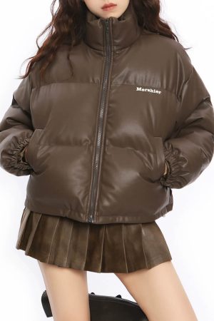 Cute Everyday Outfits, Outfit Inspo Casual Chocolate Brown Puffer Jacket