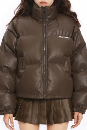 Cute Everyday Outfits, Outfit Inspo Casual Chocolate Brown Puffer Jacket