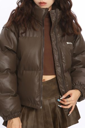 Cute Everyday Outfits, Outfit Inspo Casual Chocolate Brown Puffer Jacket
