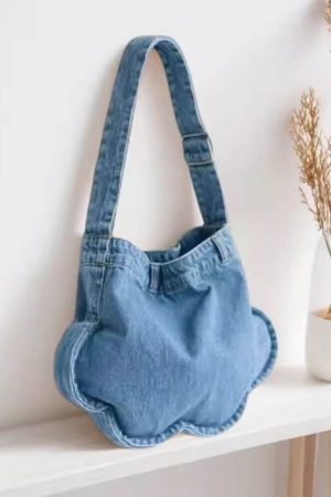Cute Everyday Outfits, Outfit Inspo Casual Cloud Shaped Denim Shoulder Bag