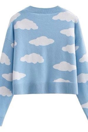 Cute Everyday Outfits, Outfit Inspo Casual Clouds Knit Cropped Cardigan