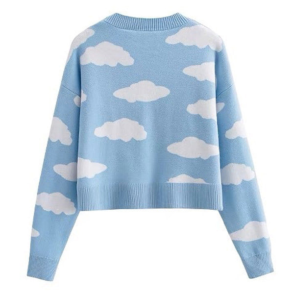 Cute Everyday Outfits, Outfit Inspo Casual Clouds Knit Cropped Cardigan Cute Everyday Outfits, Outfit Inspo Casual Clouds Knit Cropped Cardigan