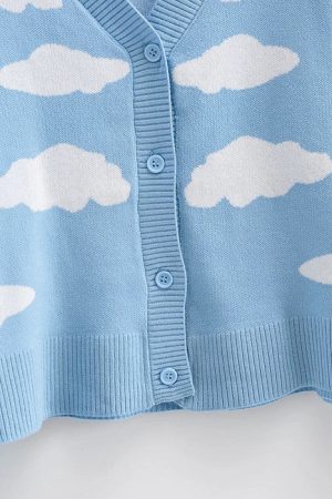 Cute Everyday Outfits, Outfit Inspo Casual Clouds Knit Cropped Cardigan