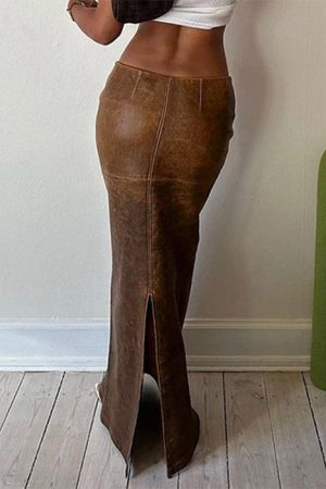 Cute Everyday Outfits, Outfit Inspo Casual Coastal Cowgirl Leather Maxi Skirt