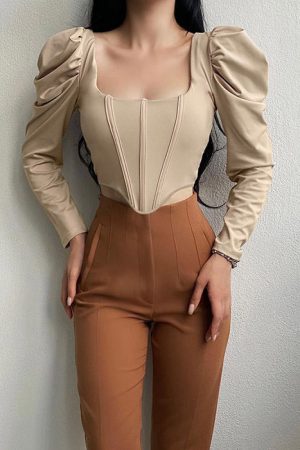 Cute Everyday Outfits, Outfit Inspo Casual Coffee Cream Corset Top