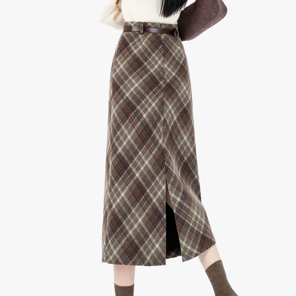 Cute Everyday Outfits, Outfit Inspo Casual Coffee Cream Plaid Midi Skirt Cute Everyday Outfits, Outfit Inspo Casual Coffee Cream Plaid Midi Skirt