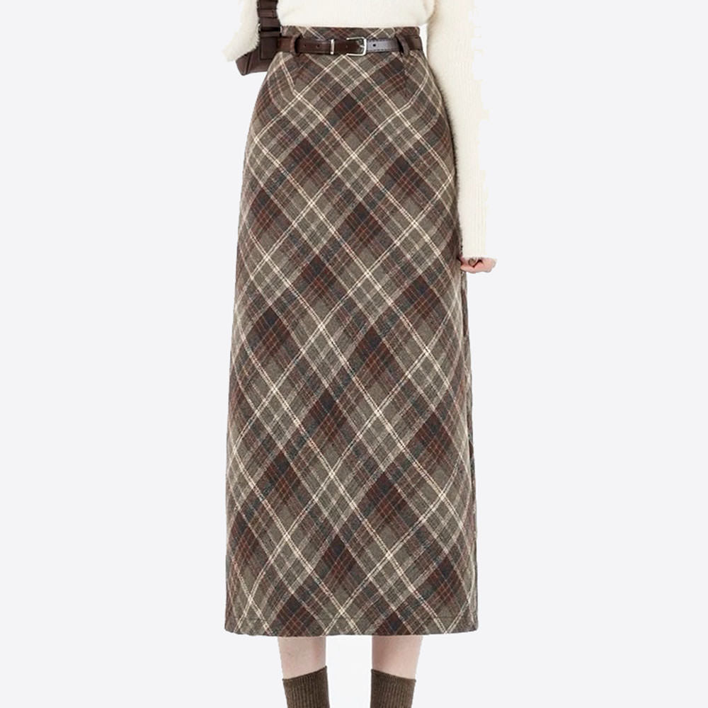 Cute Everyday Outfits, Outfit Inspo Casual Coffee Cream Plaid Midi Skirt Cute Everyday Outfits, Outfit Inspo Casual Coffee Cream Plaid Midi Skirt