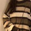 Cute Everyday Outfits, Outfit Inspo Casual Coffee Cream Striped Oversize Sweater