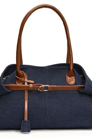 Cute Everyday Outfits, Outfit Inspo Casual Color Block Denim Belted Bag