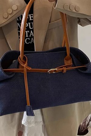 Cute Everyday Outfits, Outfit Inspo Casual Color Block Denim Belted Bag