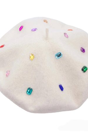 Cute Everyday Outfits, Outfit Inspo Casual Colorful Rhinestone Beret Hat
