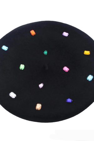 Cute Everyday Outfits, Outfit Inspo Casual Colorful Rhinestone Beret Hat