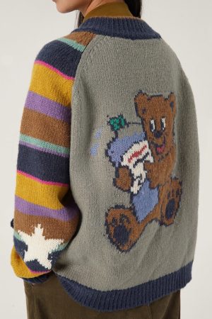 Cute Everyday Outfits, Outfit Inspo Casual Colorful Striped Indie Kid Zip Sweater