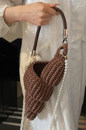 Cute Everyday Outfits, Outfit Inspo Casual Conch Shell Knit Crochet Bag