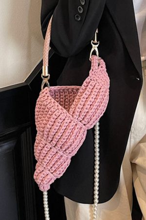Cute Everyday Outfits, Outfit Inspo Casual Conch Shell Knit Crochet Bag