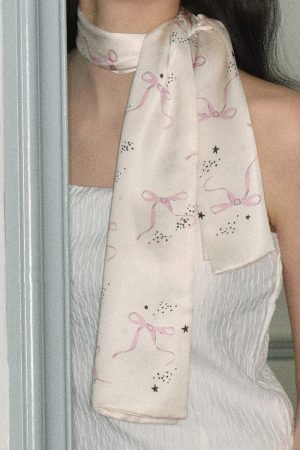 Cute Everyday Outfits, Outfit Inspo Casual Coquette Aesthetic Bow Print Scarf