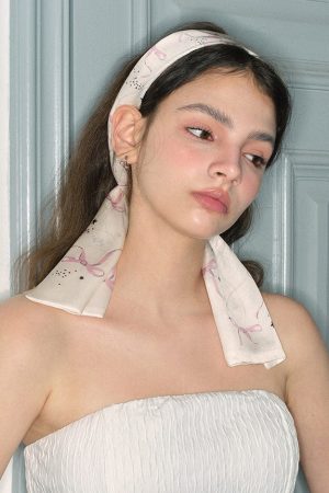 Cute Everyday Outfits, Outfit Inspo Casual Coquette Aesthetic Bow Print Scarf