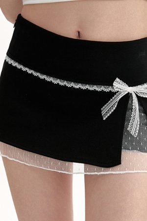 Cute Everyday Outfits, Outfit Inspo Casual Coquette Aesthetic Lace Bow Skort