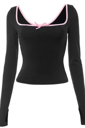 Cute Everyday Outfits, Outfit Inspo Casual Coquette Aesthetic Long Sleeve Top
