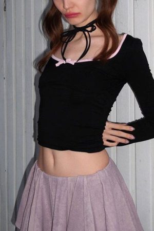 Cute Everyday Outfits, Outfit Inspo Casual Coquette Aesthetic Long Sleeve Top